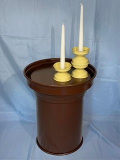 Set of 3 Yellow Aluminum Candlesticks, Italian Minimalist Design, in stock