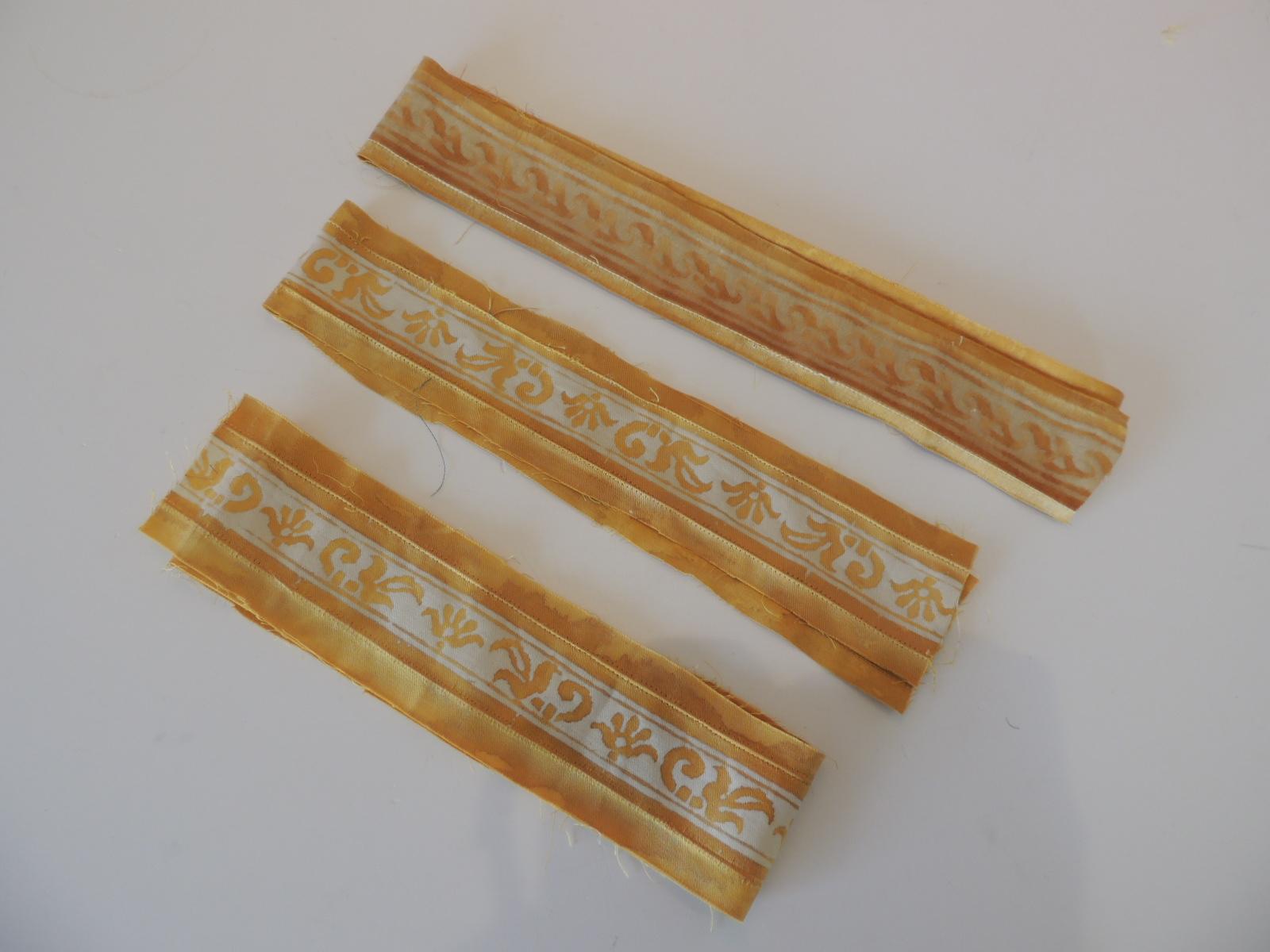 Set of '3' yellow and white fortuny fabric trims
Top: 2.25