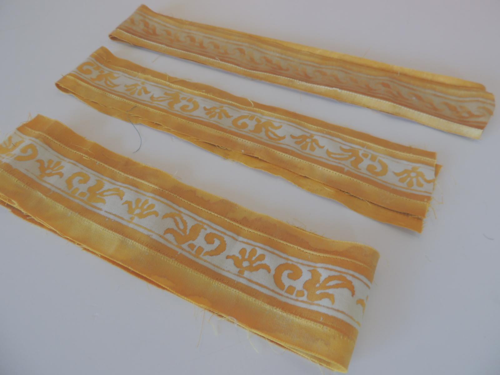 Hand-Crafted Set of '3' Yellow and White Fortuny Fabric Trims