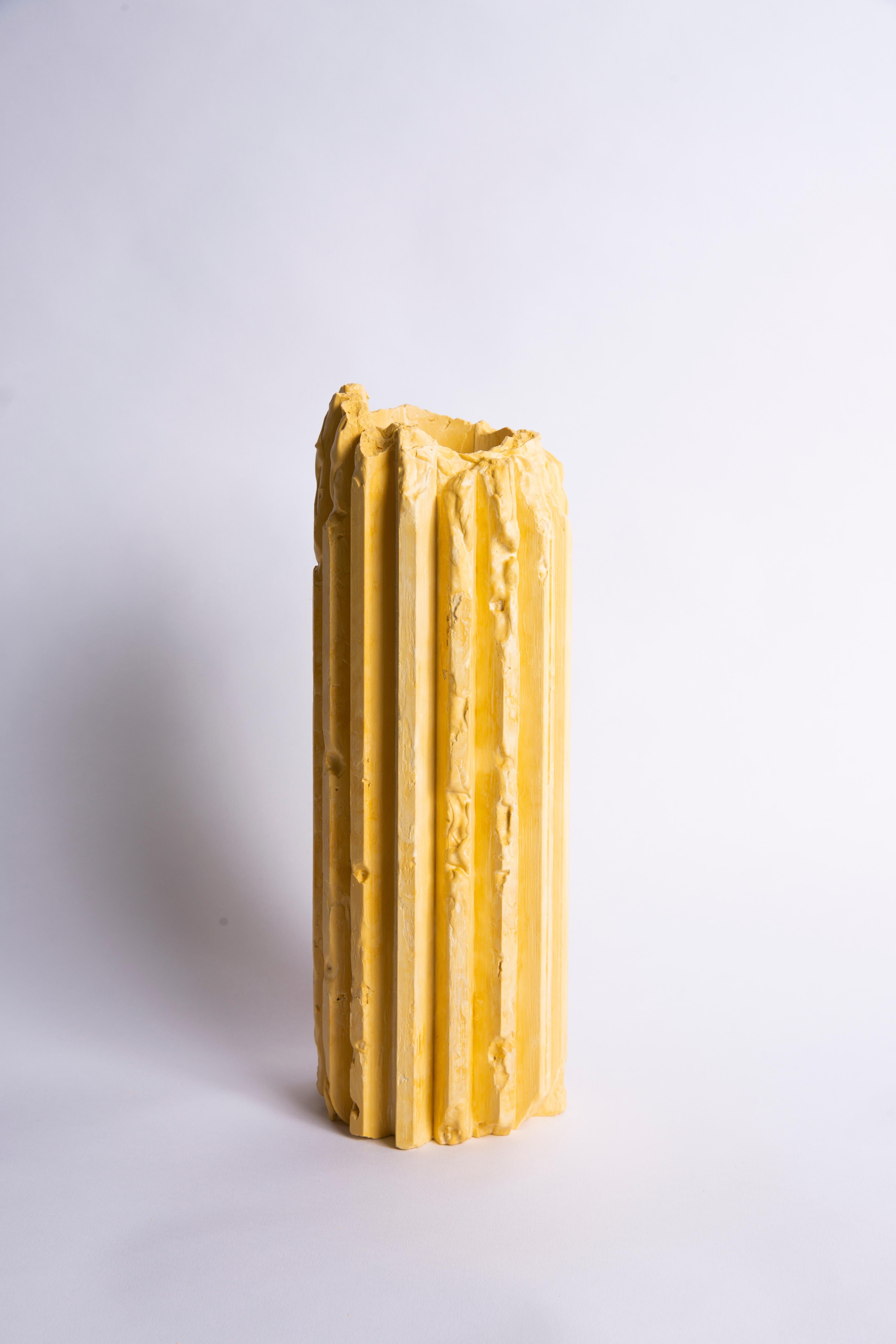 Set of 3 Yellow Cornice Vessel by Lenny Stöpp For Sale 6