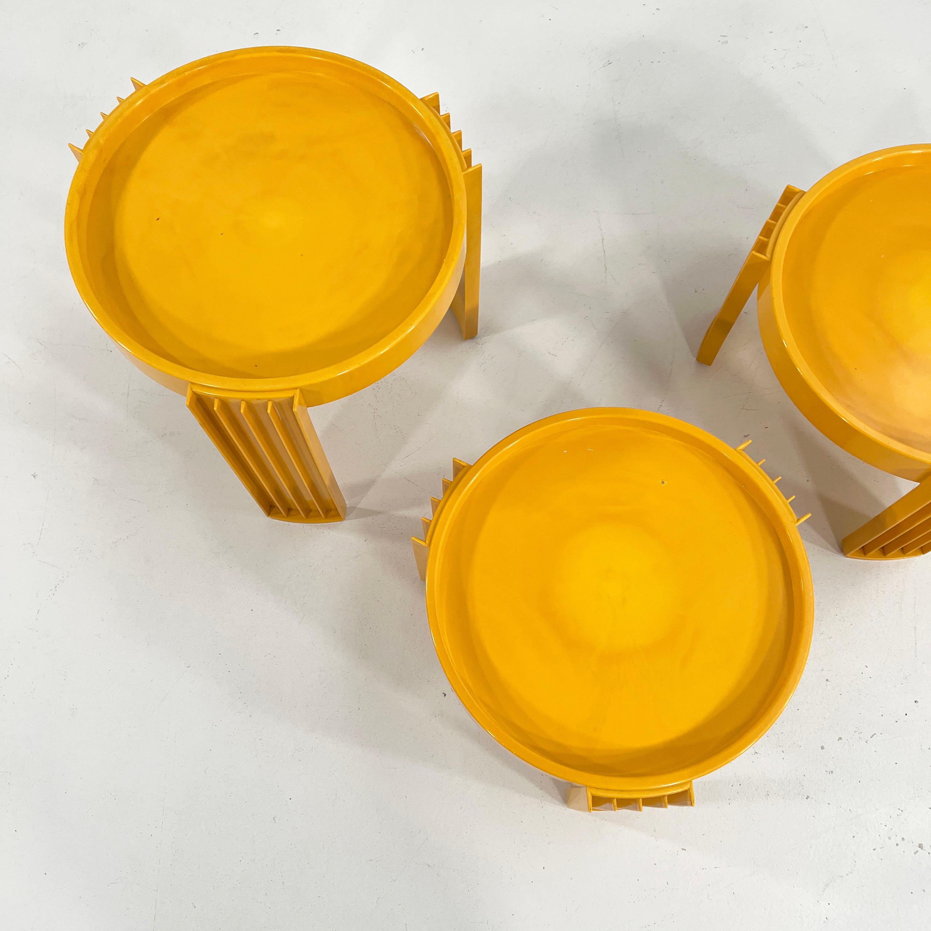 Plastic Set of 3 Yellow Marema Nesting Tables by Gianfranco Frattini for Cassina, 1960s