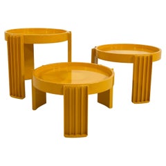 Set of 3 Yellow Marema Nesting Tables by Gianfranco Frattini for Cassina, 1960s