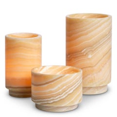 Set of 3 Yellow Onyx Tealight Holder