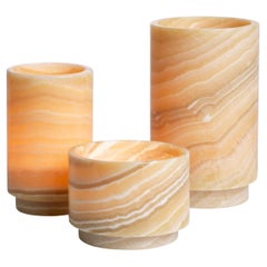 Set of 3 Yellow Onyx Tealight Holder