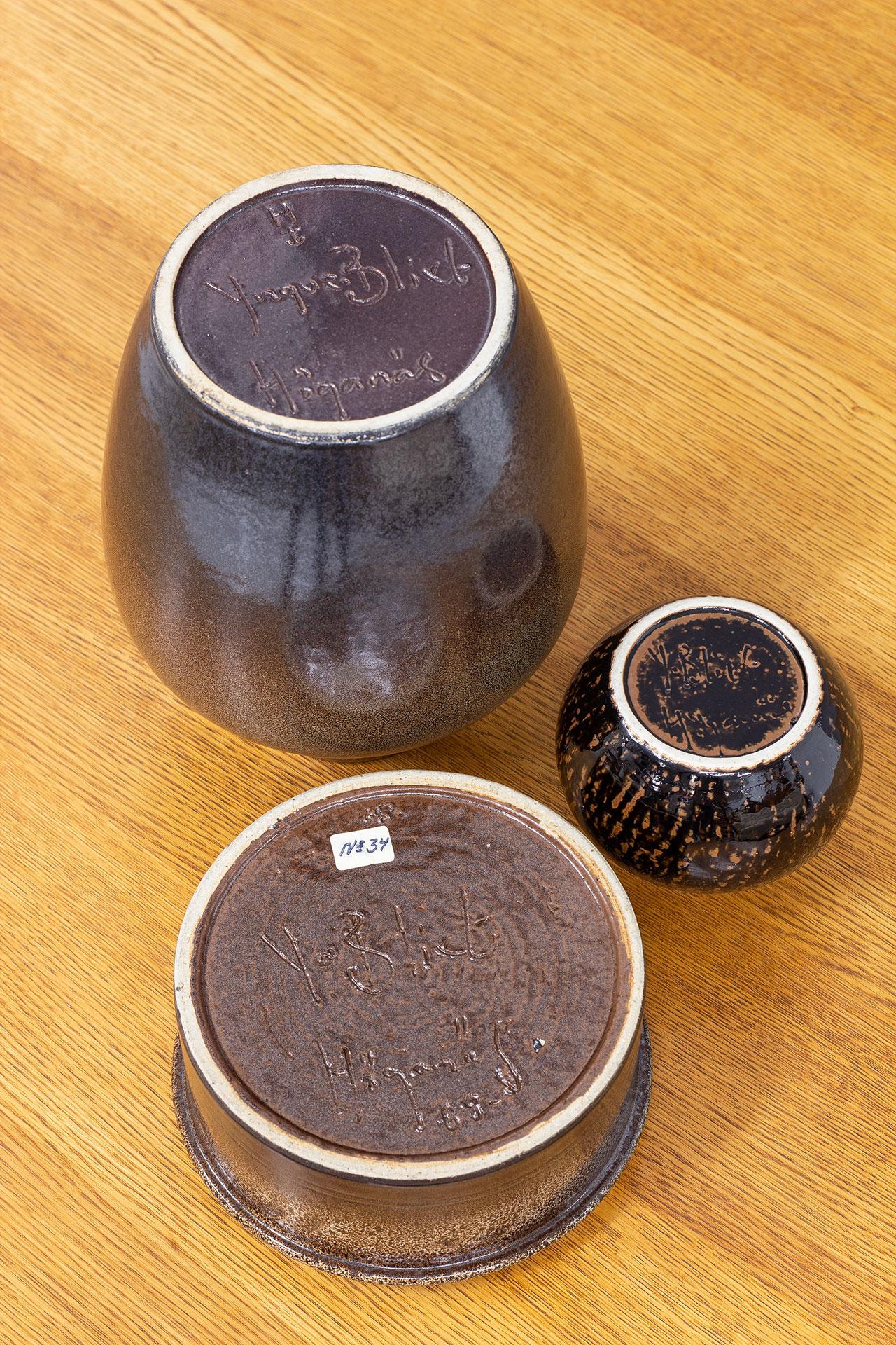 Set of 3 Yngve Blixt Stoneware Ceramics for Höganäs AB, 1970s 1