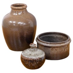 Set of 3 Yngve Blixt Stoneware Ceramics for Höganäs AB, 1970s