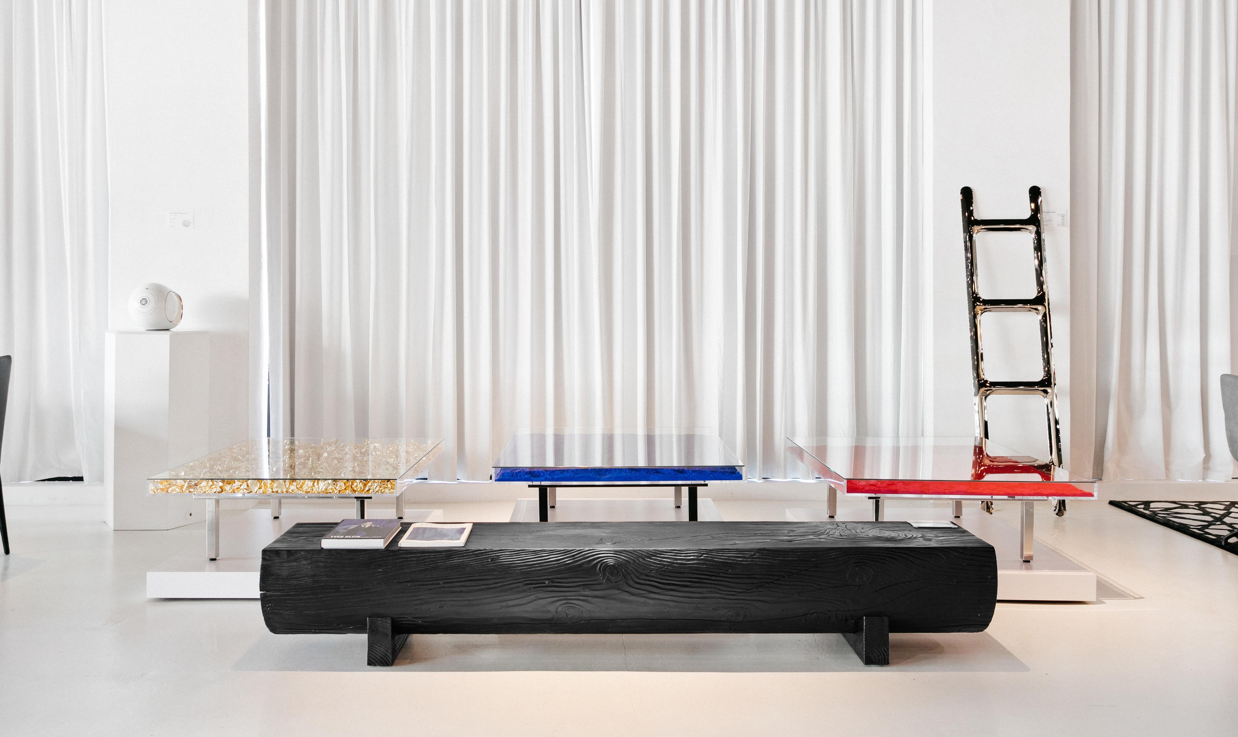 Modern Set of 3 Yves Klein Monopink Monogold & Blue IKB Tables For Sale