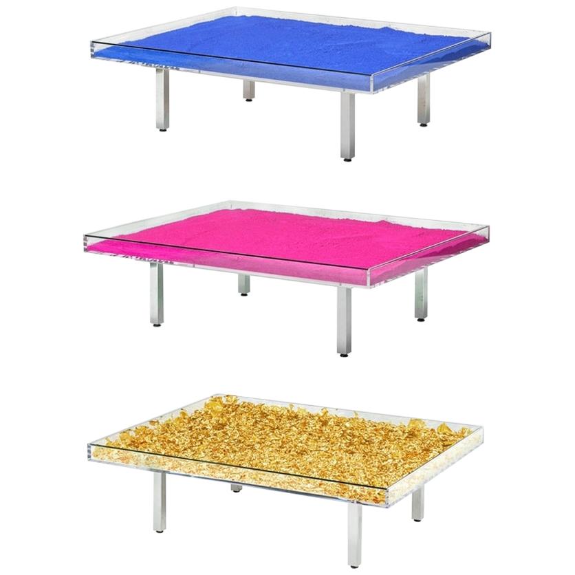 Set of 3 Yves Klein Monopink Monogold & Blue IKB Tables
