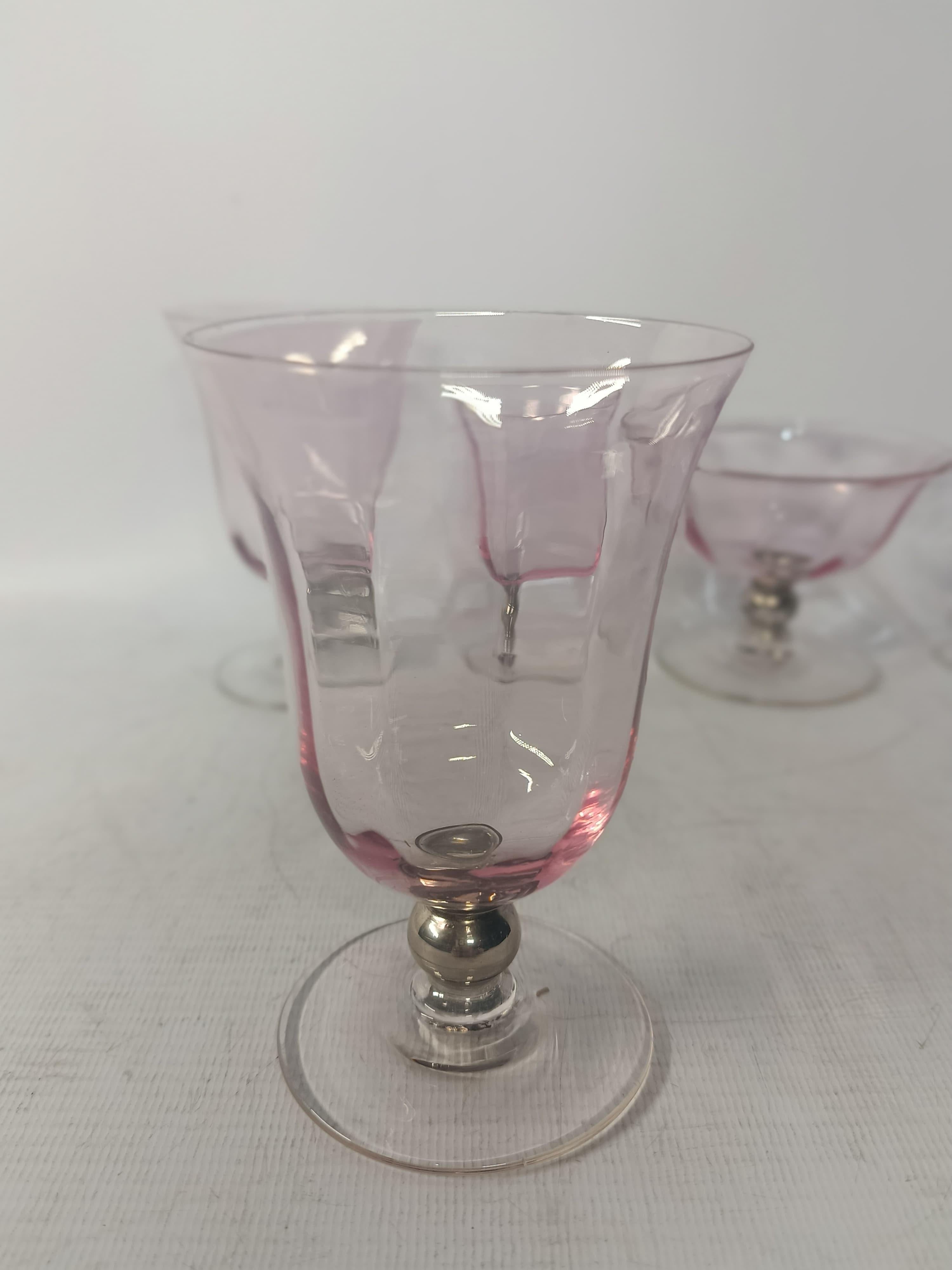 Blown Glass Set of 30 Austrian Style Mid Century Violet Glasses in the Manner of Moser For Sale