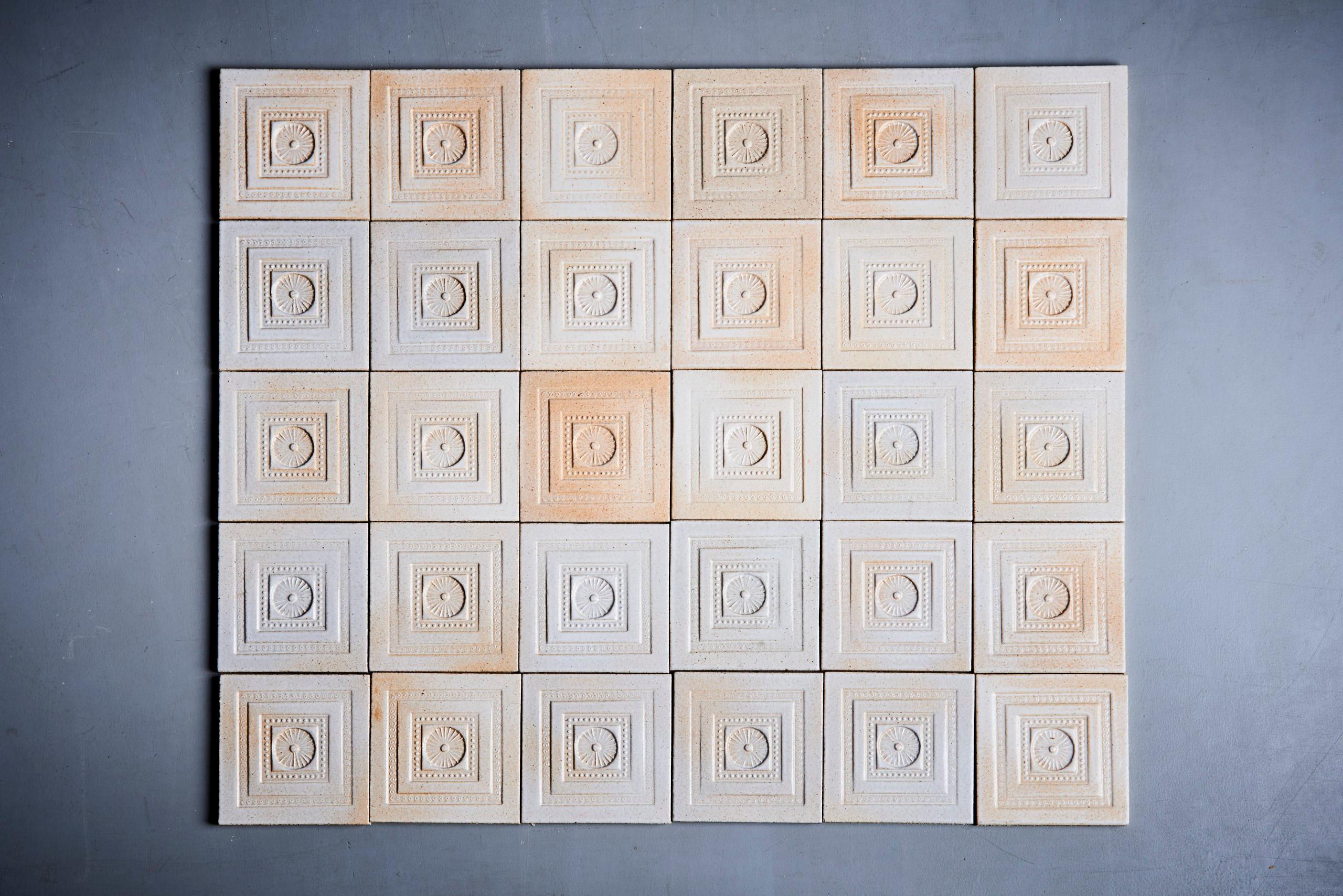 French Set of 30 ceramic tiles by Roger Capron, France - 1970s  For Sale