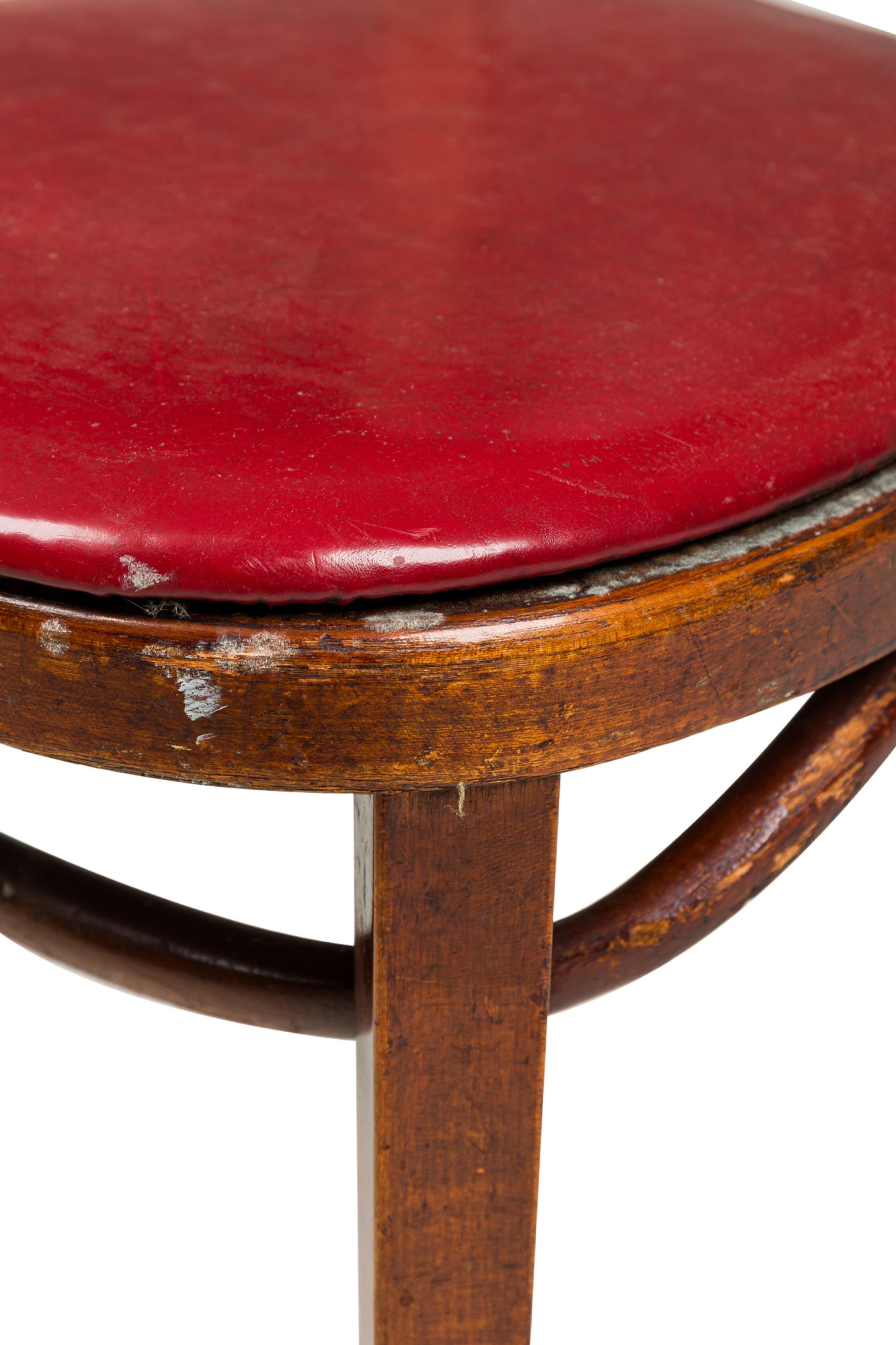 Bentwood Set of 30 Italian Mid-Century Red Vinyl Dining/ Side Chairs