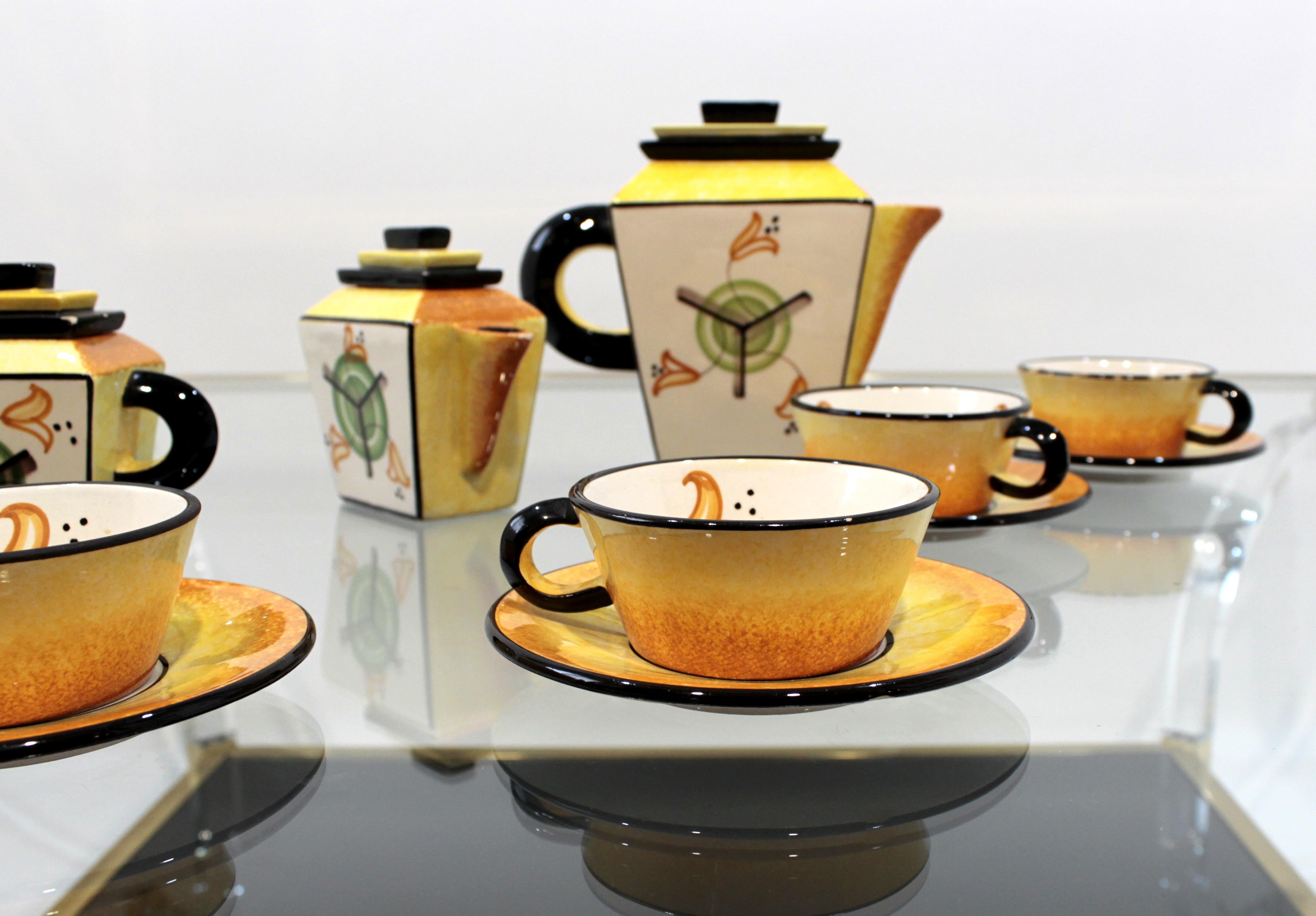 Set of 1930s Futurist Style Hand Painted Ceramic BMC Tea Service 4