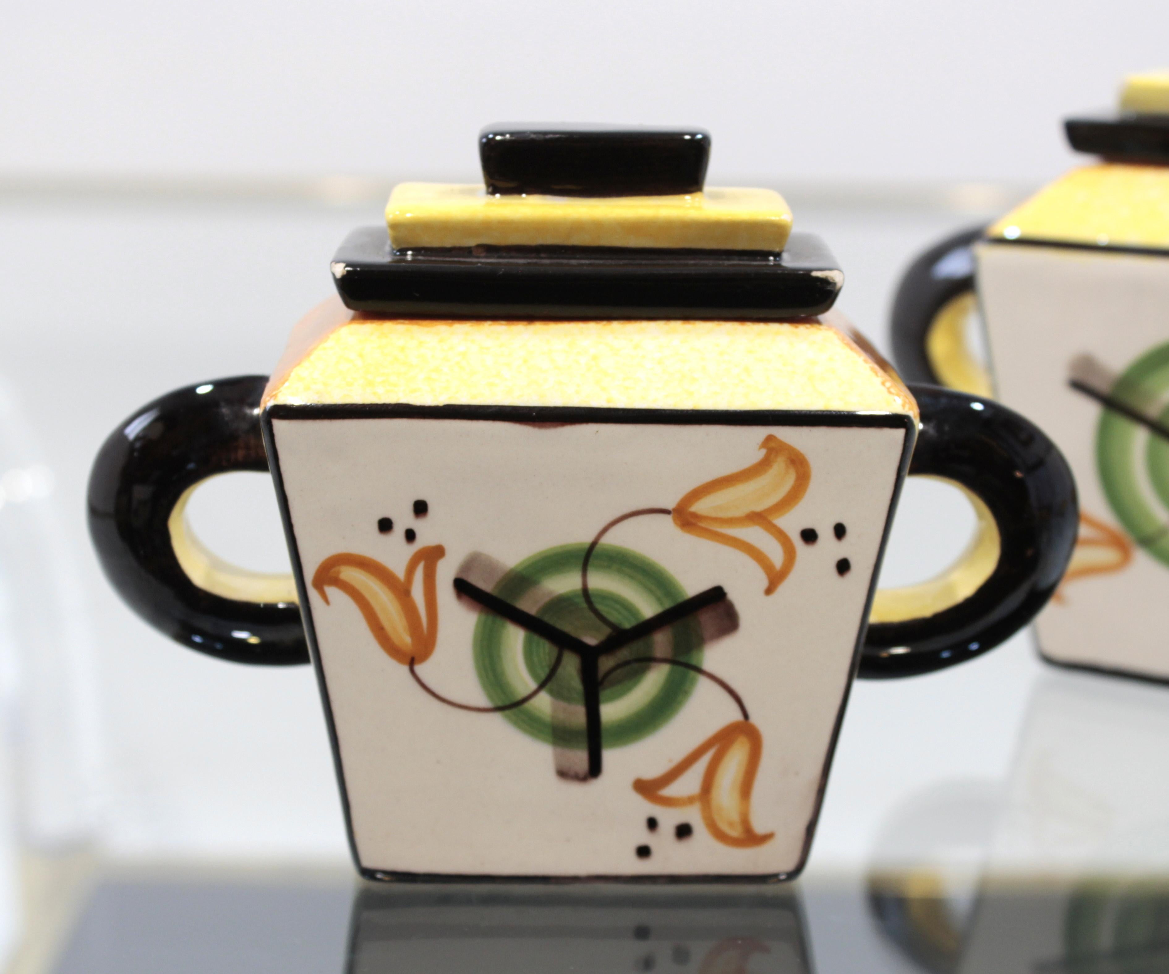 Set of 1930s Futurist Style Hand Painted Ceramic BMC Tea Service 6