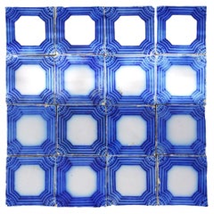 Set of 32 Blue and White French ceramic tiles made in the 1930s