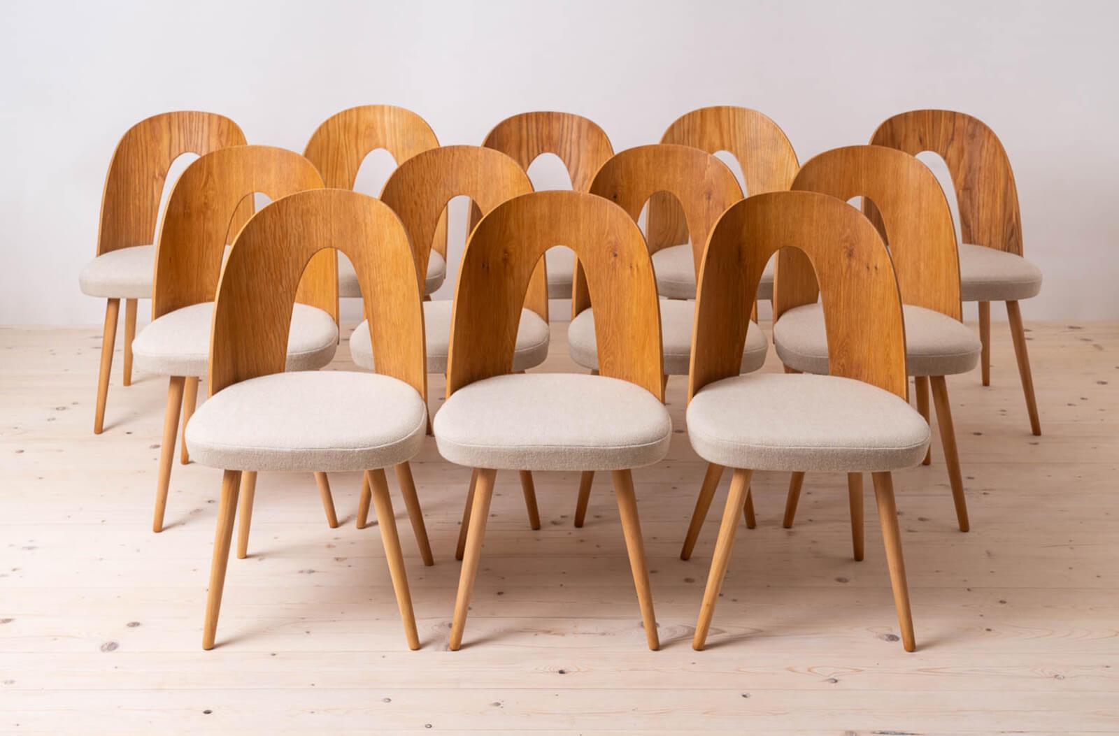 Juego de 32 sillas de comedor Mid Century, A. Suman, tapicería personalizable disponible Moderno de mediados de siglo en venta