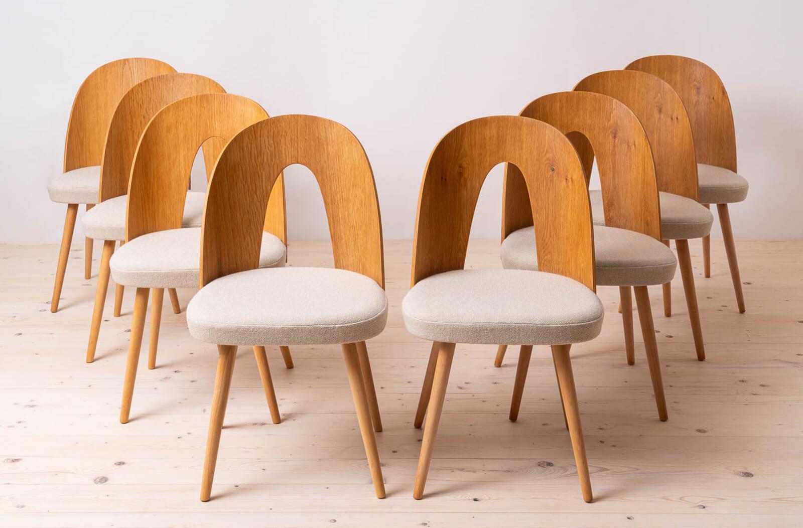 Juego de 32 sillas de comedor Mid Century, A. Suman, tapicería personalizable disponible Checo en venta