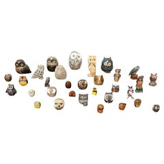 Set of 33 Vintage Owl Figurines, 1970s