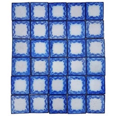 Set of 35 Antique Ceramic Tiles by Pas De Calais Desvres, France, circa 1850s