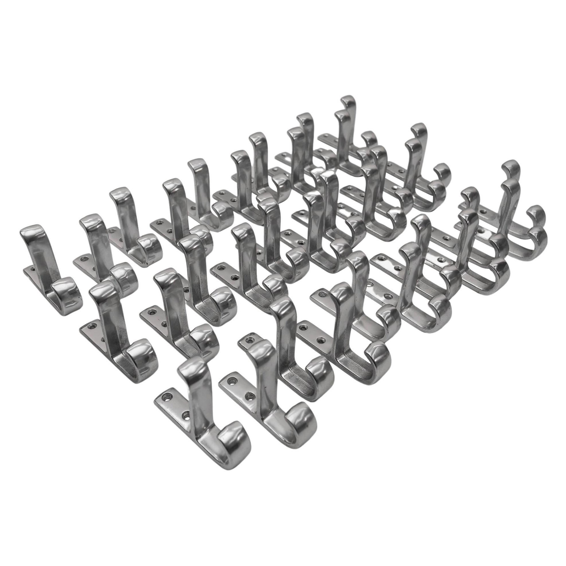 Set of 35 Midcentury Aluminium Wall Hooks, Austria, 1950s