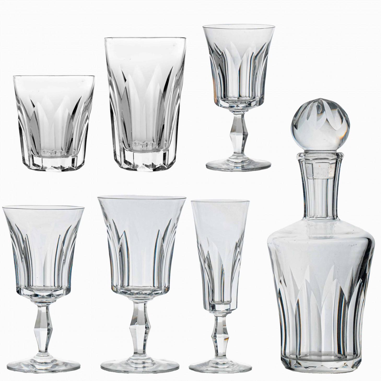 Other Set of 36 Exquise Baccarat Polignac Crystal Pieces, France, 1950 For Sale