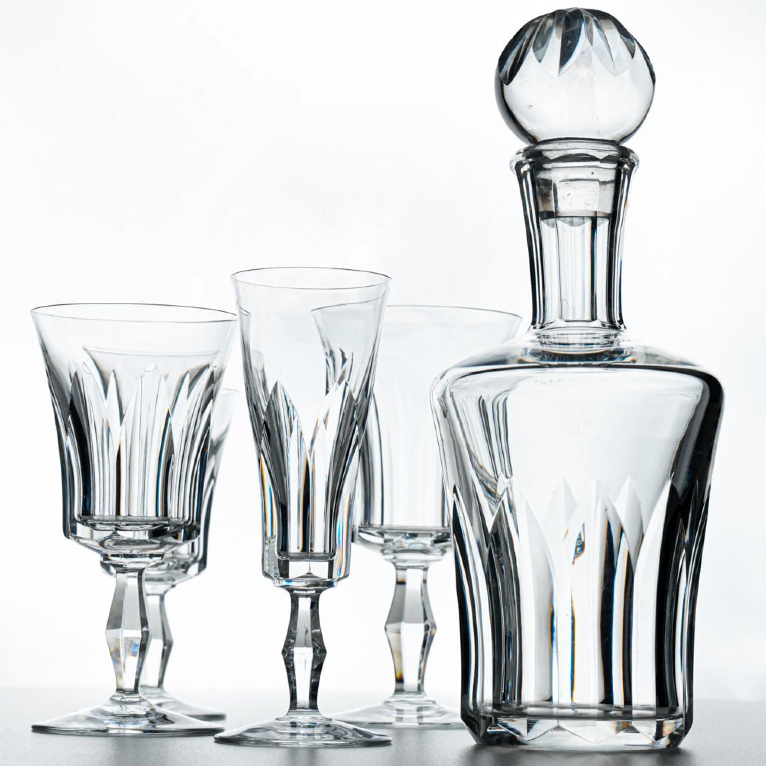 French Set of 36 Exquise Baccarat Polignac Crystal Pieces, France, 1950 For Sale