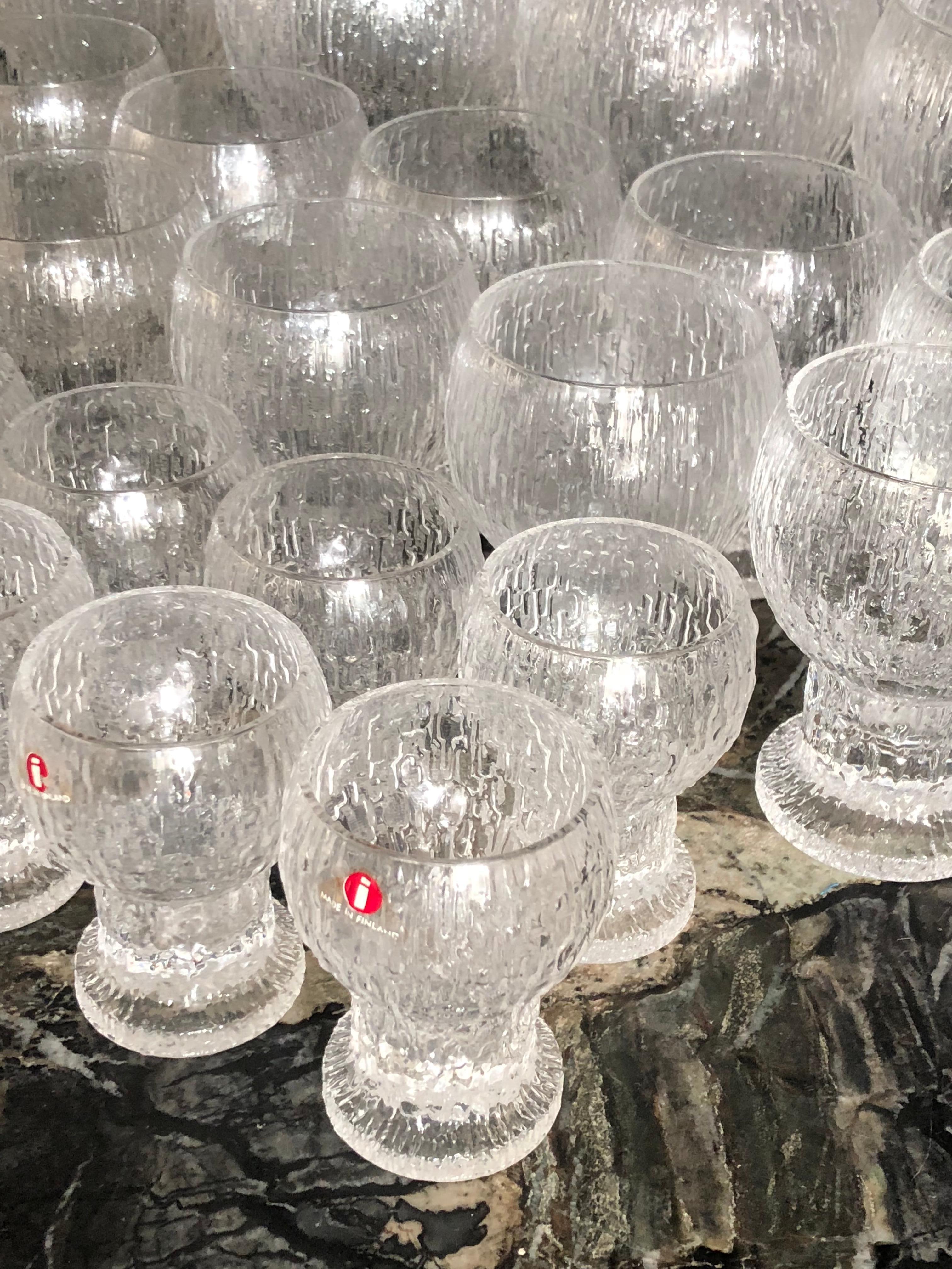 Mid-Century Modern Set of 36 Iittala Cocktail Barware Glasses Ultima Kekkerit by Timo Sarpaneva  