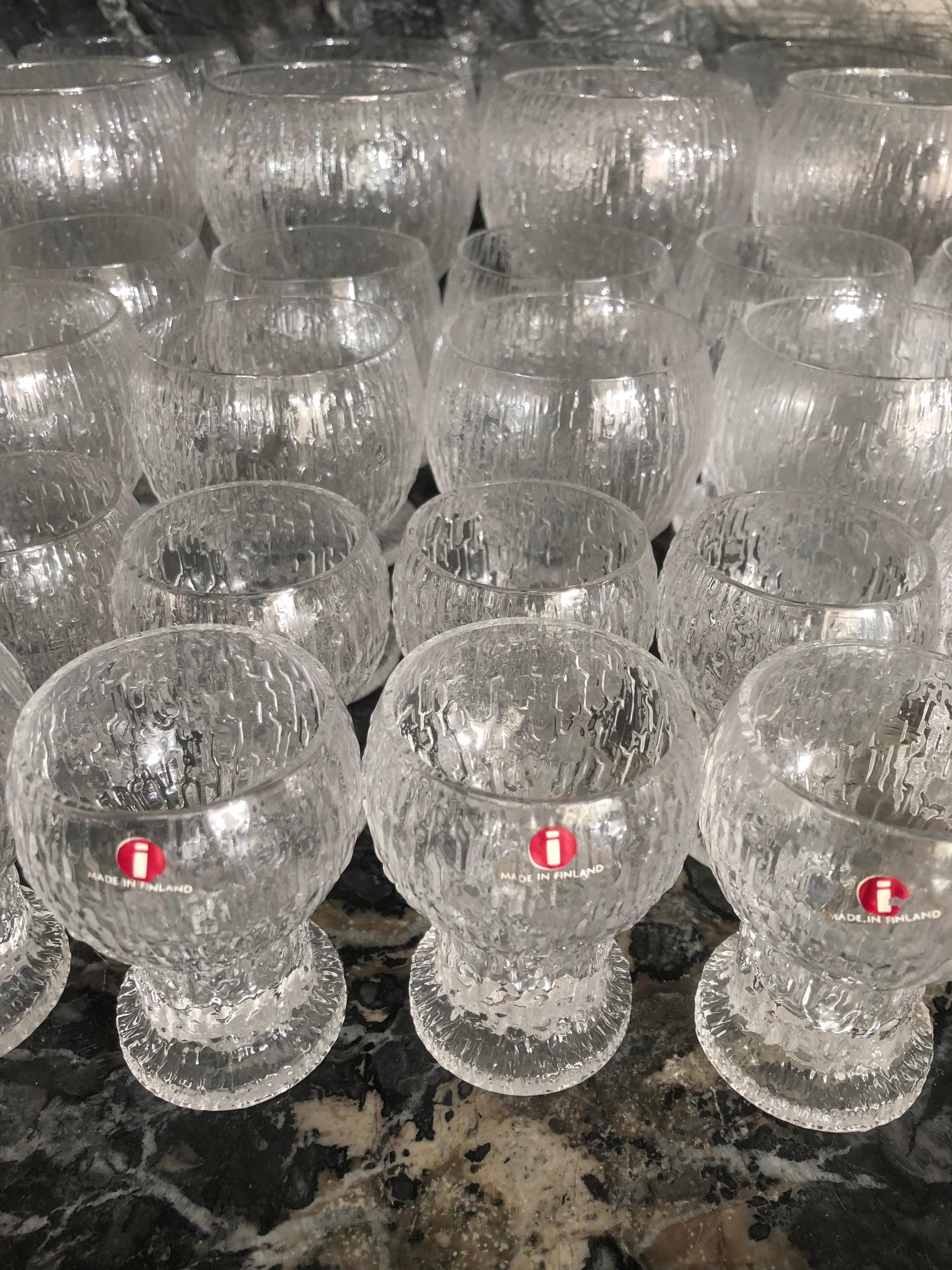 Finnish Set of 36 Iittala Cocktail Barware Glasses Ultima Kekkerit by Timo Sarpaneva  
