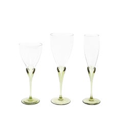 Set of 36 Papyrus Pattern Rosenthal Water, Wine and Champagne Crystal Stemware