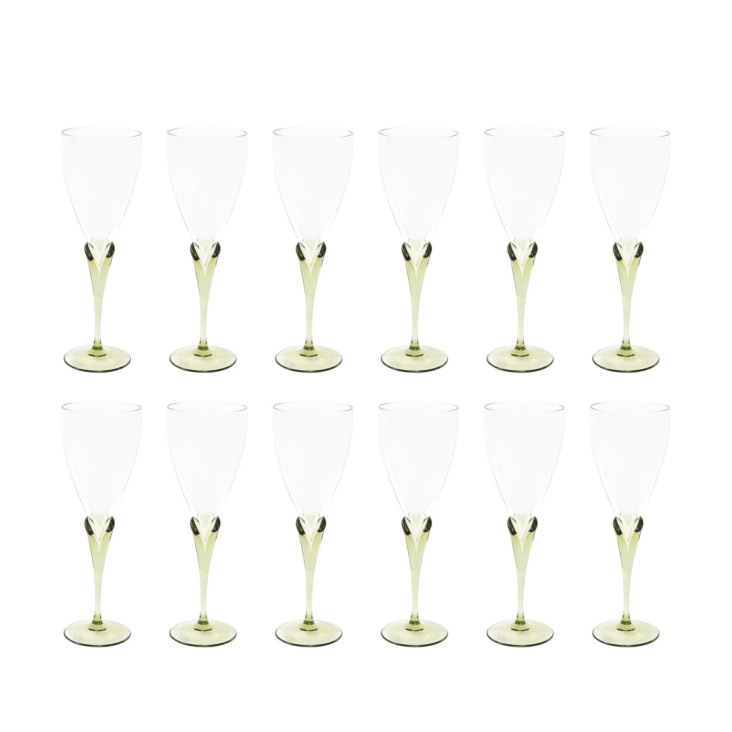 Moderno Set di 36 bicchieri di cristallo per acqua, vino e champagne Rosenthal con motivo Papyrus in vendita