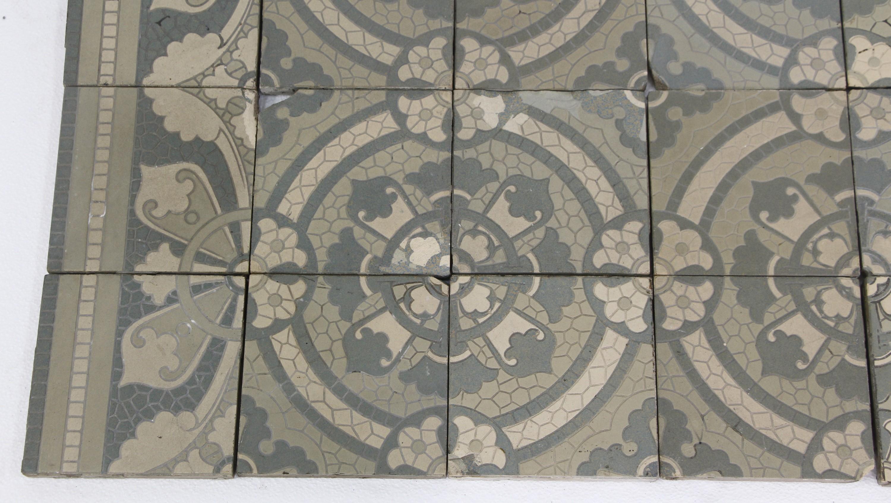 Set of 36 Villeroy & Boch Encaustic Tiles, 1900s W/ Earth Tone Colors 1