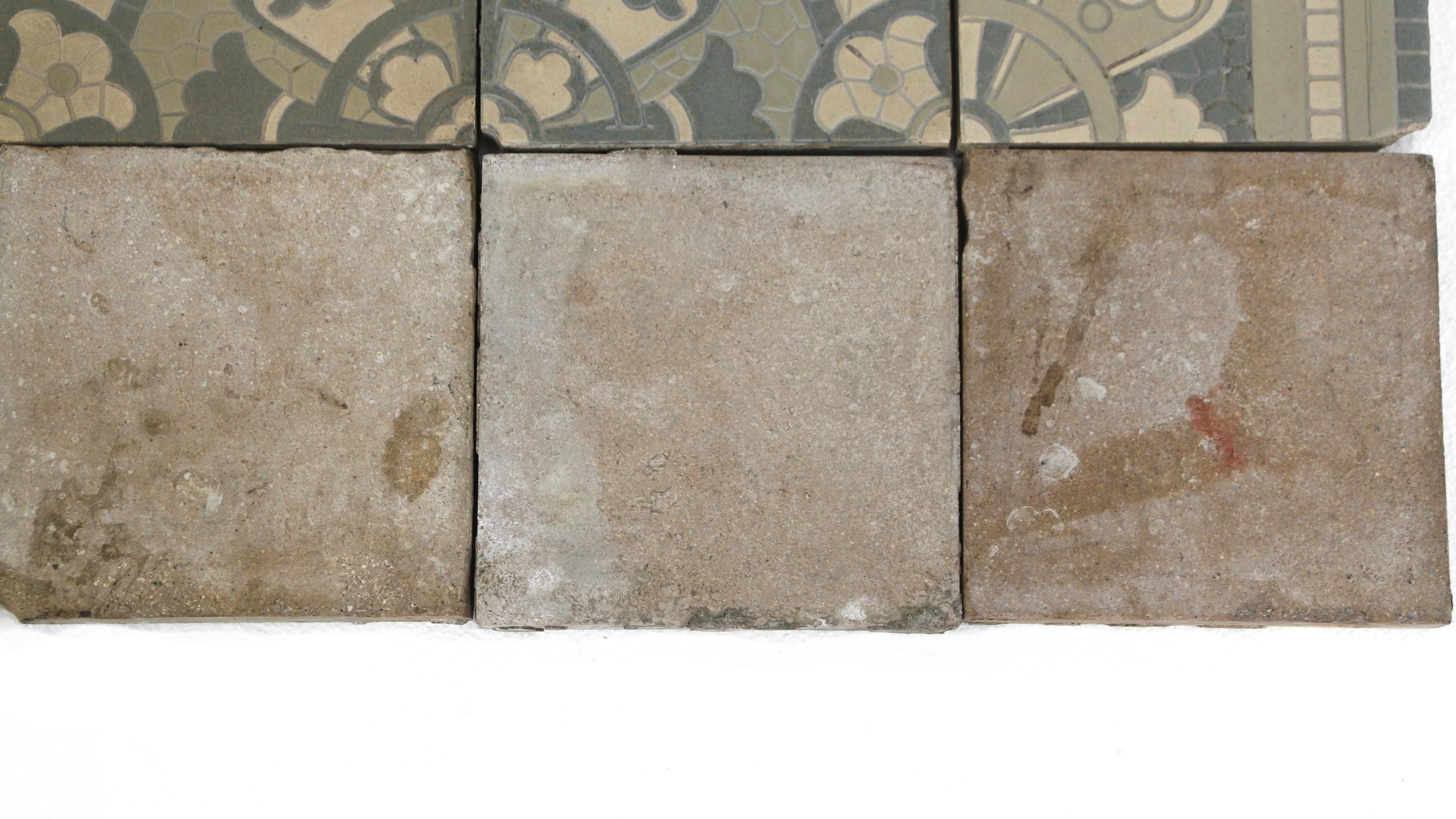 Set of 36 Villeroy & Boch Encaustic Tiles, 1900s W/ Earth Tone Colors 2