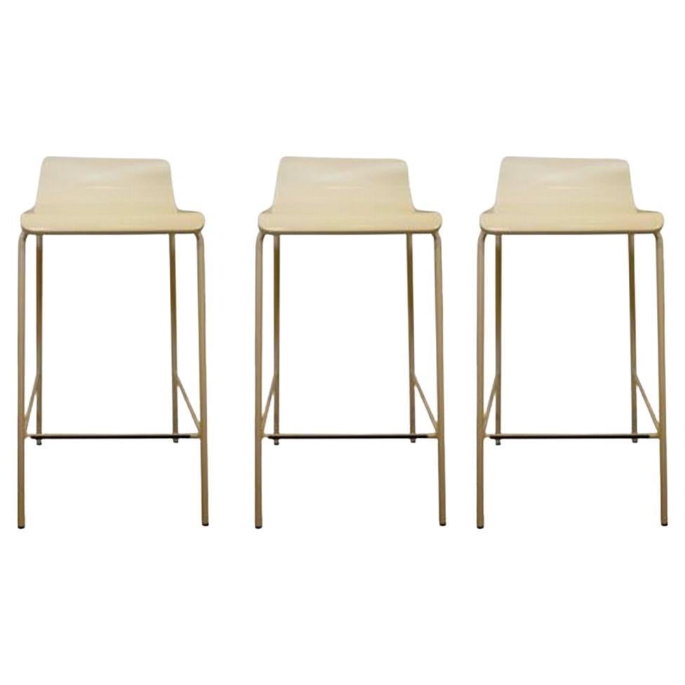 Set of 3x New White Contemporary Modern Bar Stools en vente