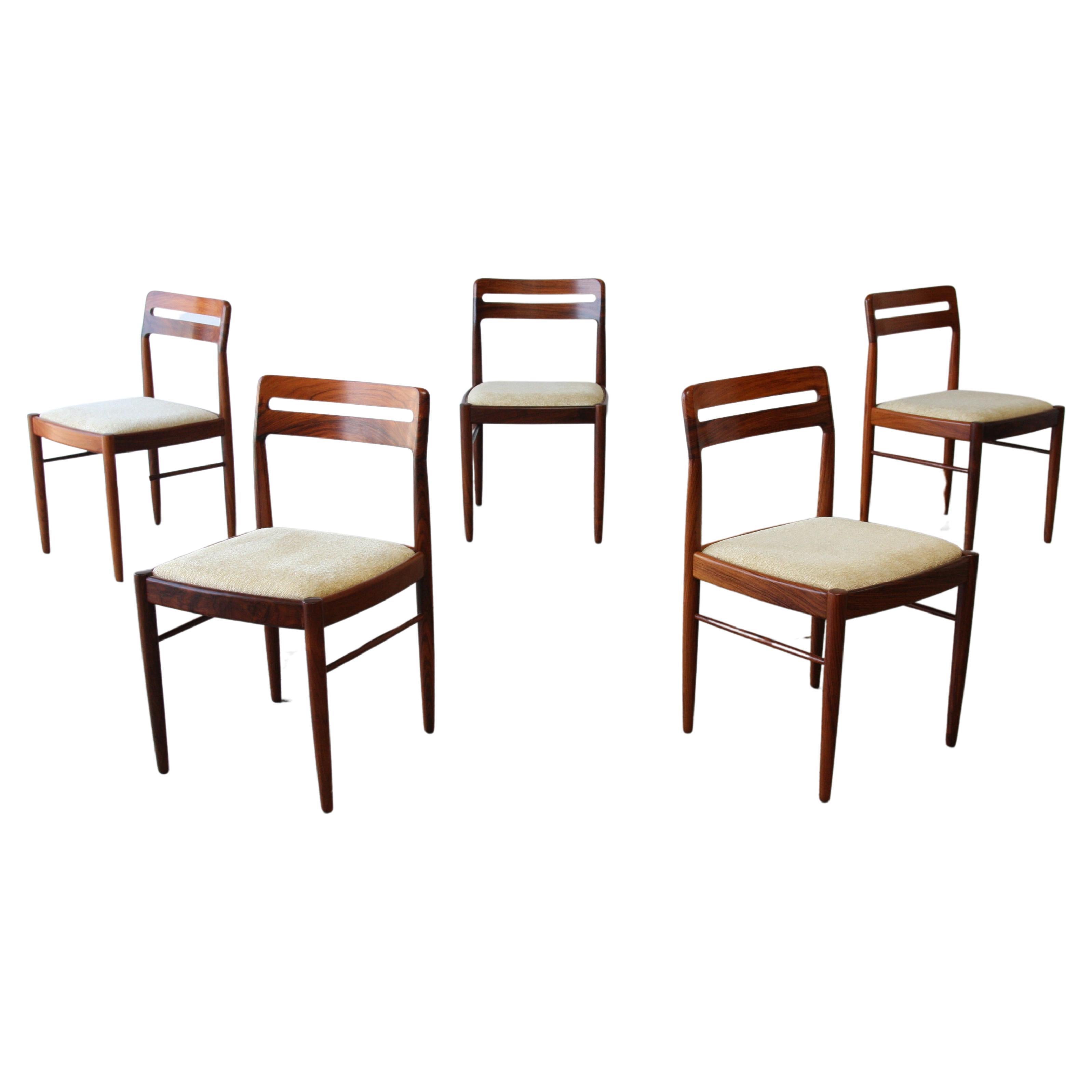Set of 4 +1 (5) Danish Modern Rosewood Dining Chairs by H.W. Klein for Bramin For Sale
