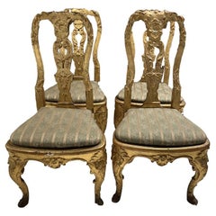 Set of 4 18thc Italian Dore Chairs from Lucca
