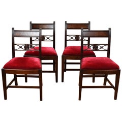 Antique Set of 4 18th Century English George III Mahogany Dining Chairs