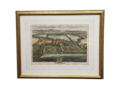 Set of 4 18th-Century Kip & Knyff Hand-Colored Country House Engravings - Framed