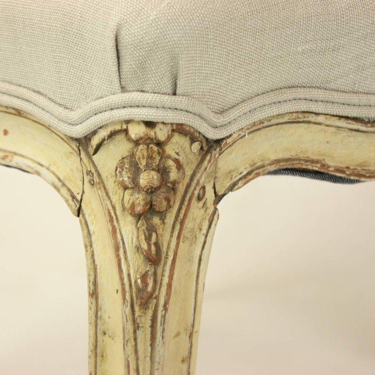 Carved Set of 4 18th Century Painted Louis XV Side Chairs, Attributed to J.B. Mouette For Sale