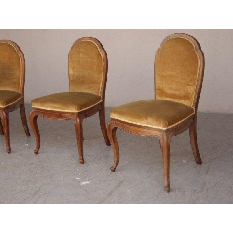 Set of 4 1920 Yellow Velvet Chairs For Sale 1