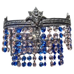 Set of 4 1920s Austrian Sapphire and Pale Pink Cut Crystal Sconces attrib. Palwa