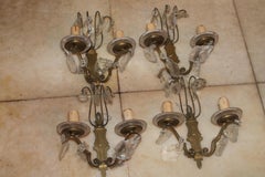 Set of 4 1920's French Louis XV style Bronze Sconces