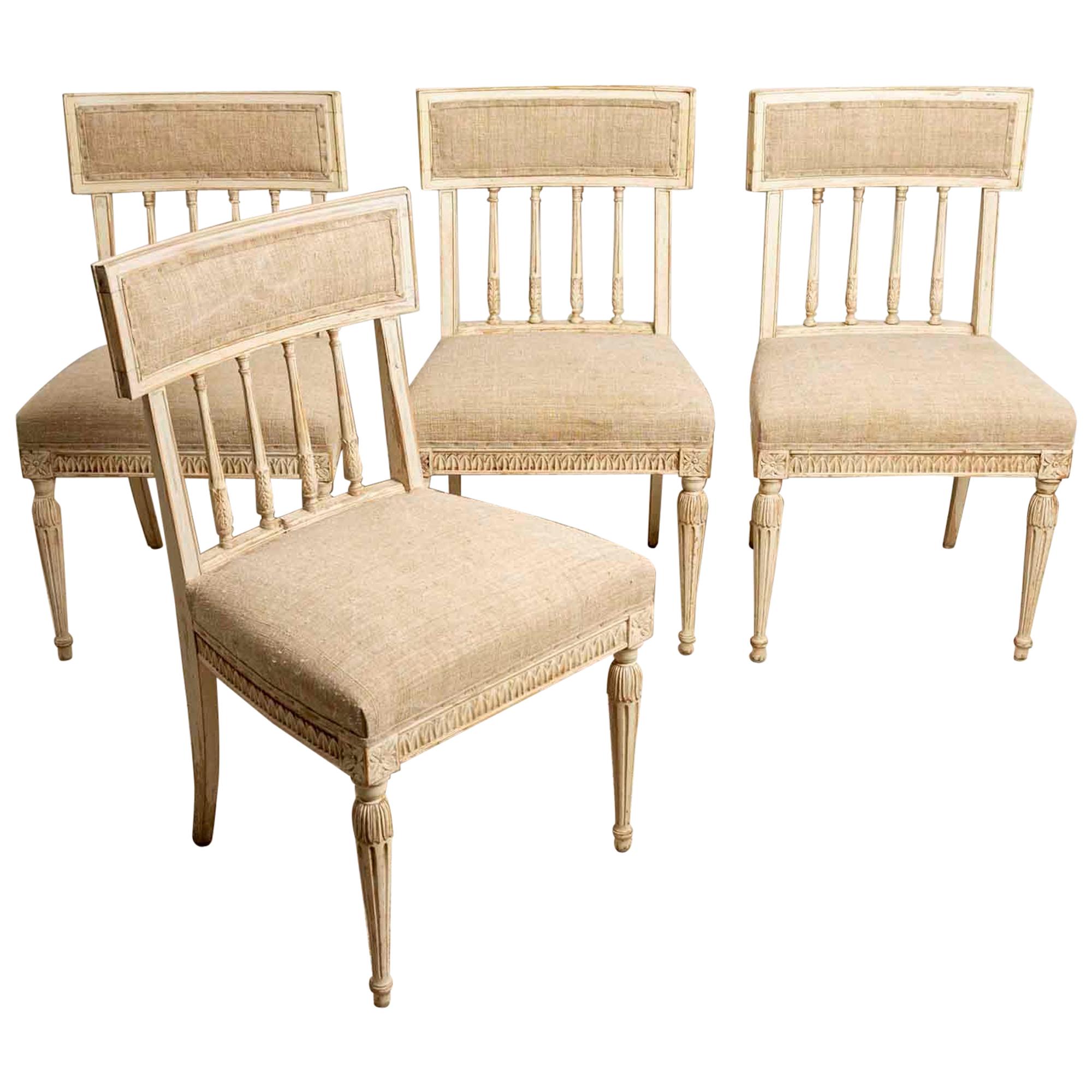 Set of 4 1920s Swedish Hand Painted Dining Chairs in the Style of Anders Hellman at 1stDibs
