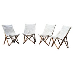 Set of 4, 1930 Art Deco "El Chicolo" yellow cruise armchairs