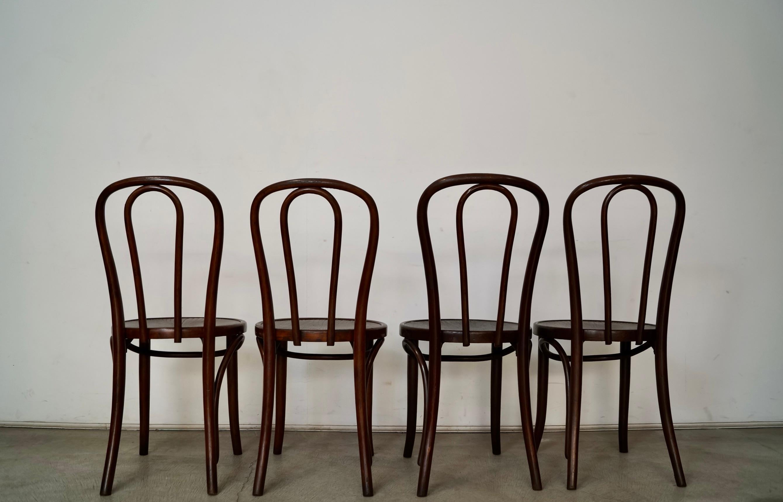Set of 4 1930's Antique Bentwood Thonet Dining Chairs 4