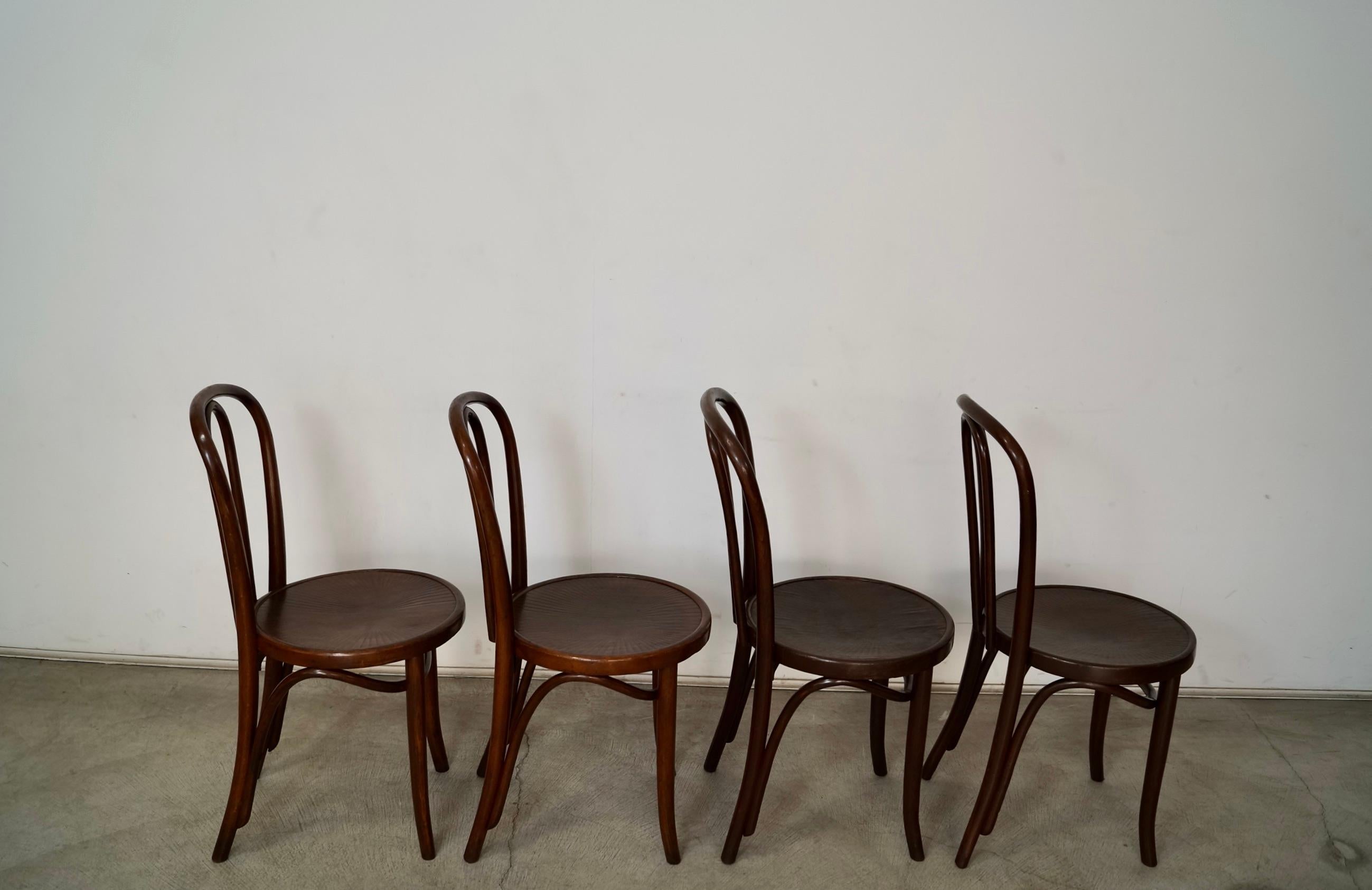 Set of 4 1930's Antique Bentwood Thonet Dining Chairs 5
