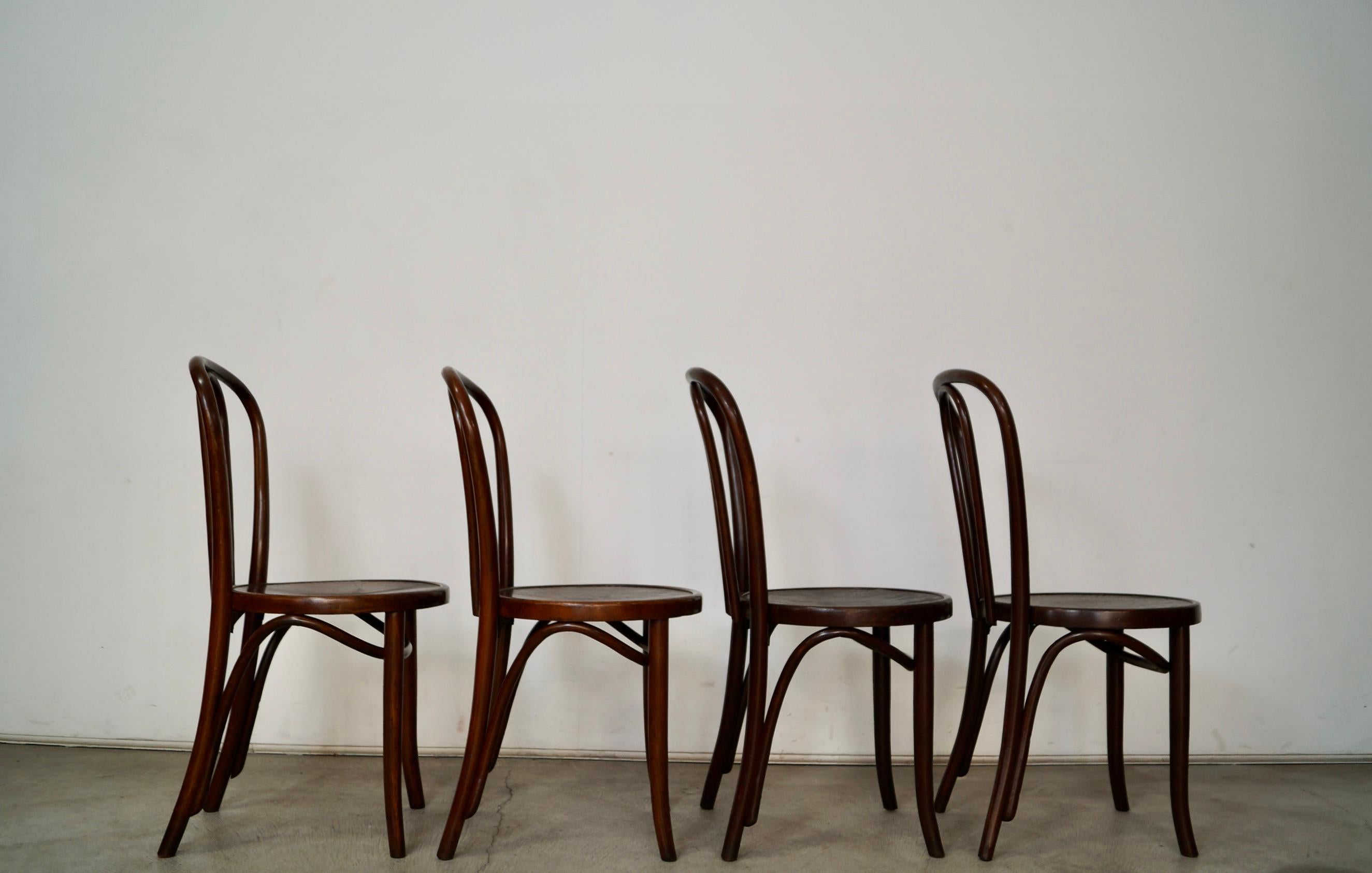 Set of 4 1930's Antique Bentwood Thonet Dining Chairs 7