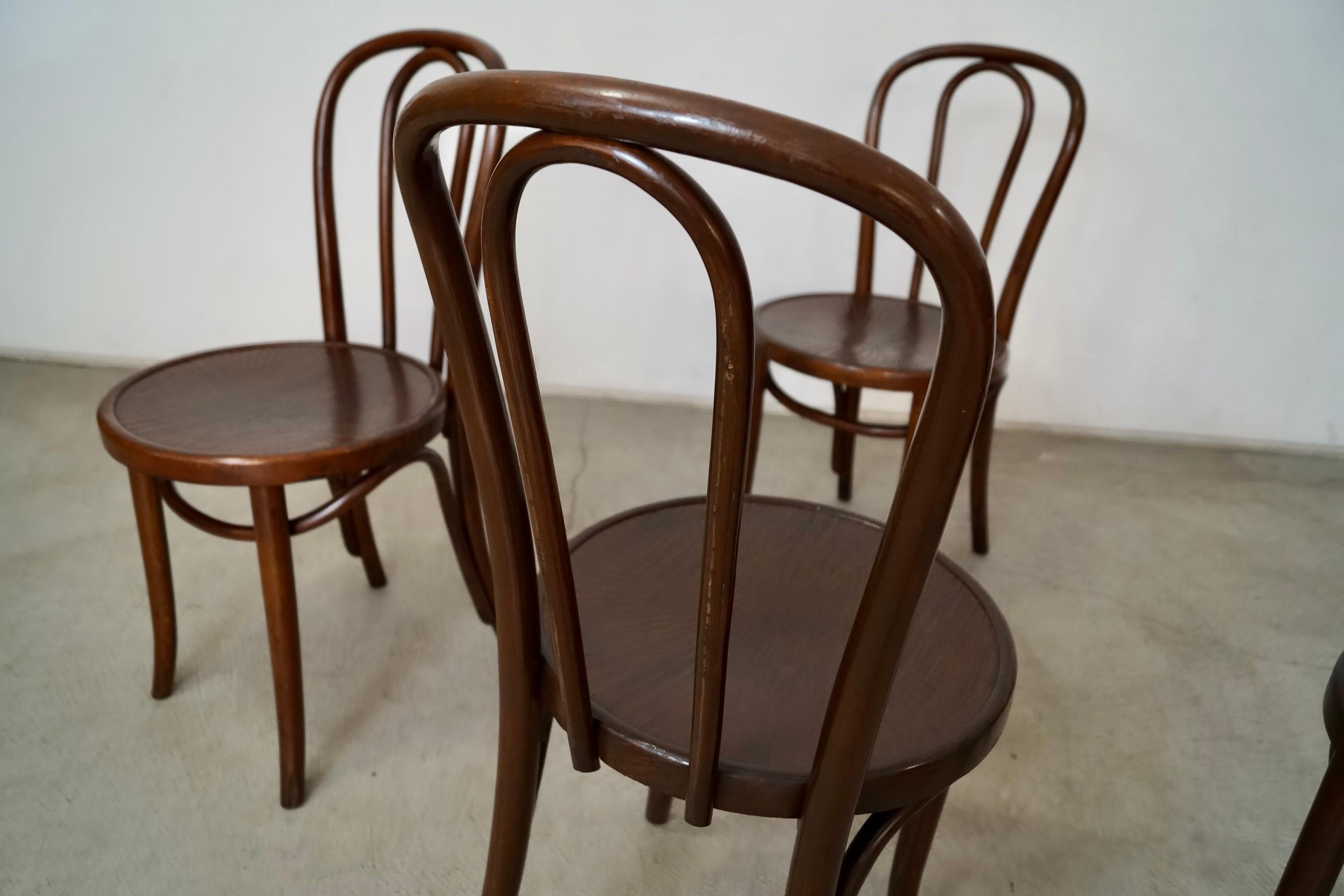 Set of 4 1930's Antique Bentwood Thonet Dining Chairs 13