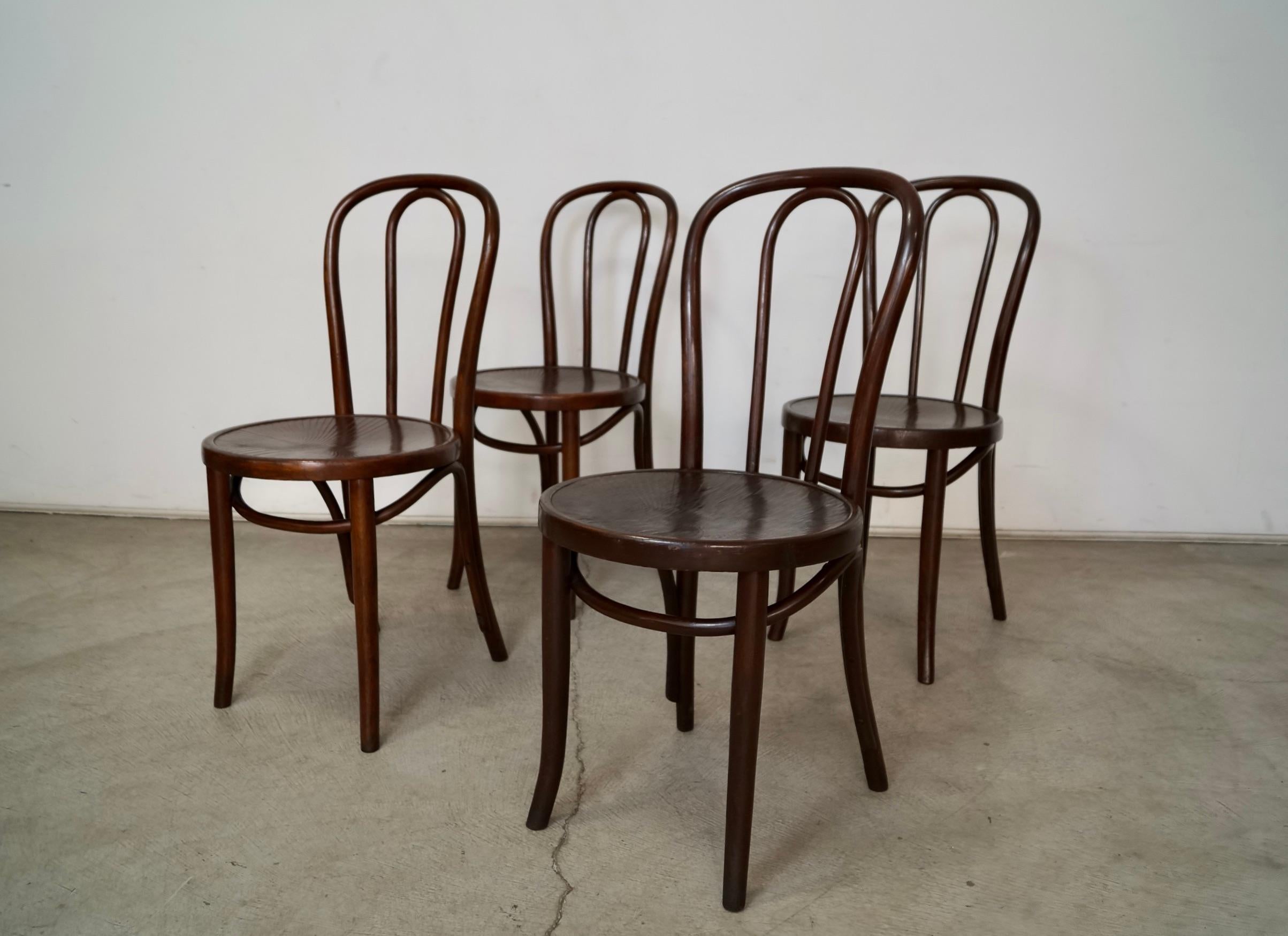 Hollywood Regency Set of 4 1930's Antique Bentwood Thonet Dining Chairs