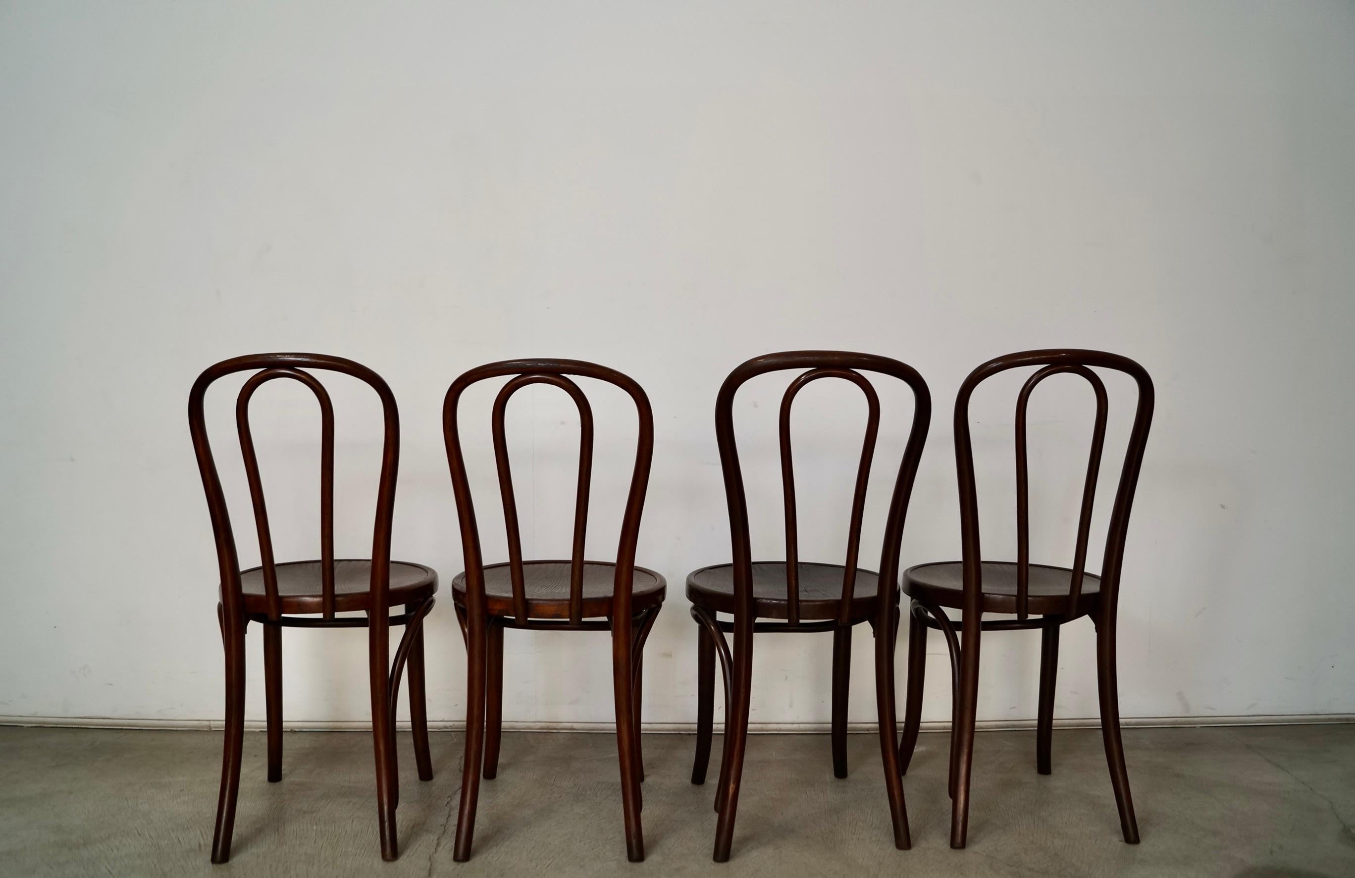 Set of 4 1930's Antique Bentwood Thonet Dining Chairs 3