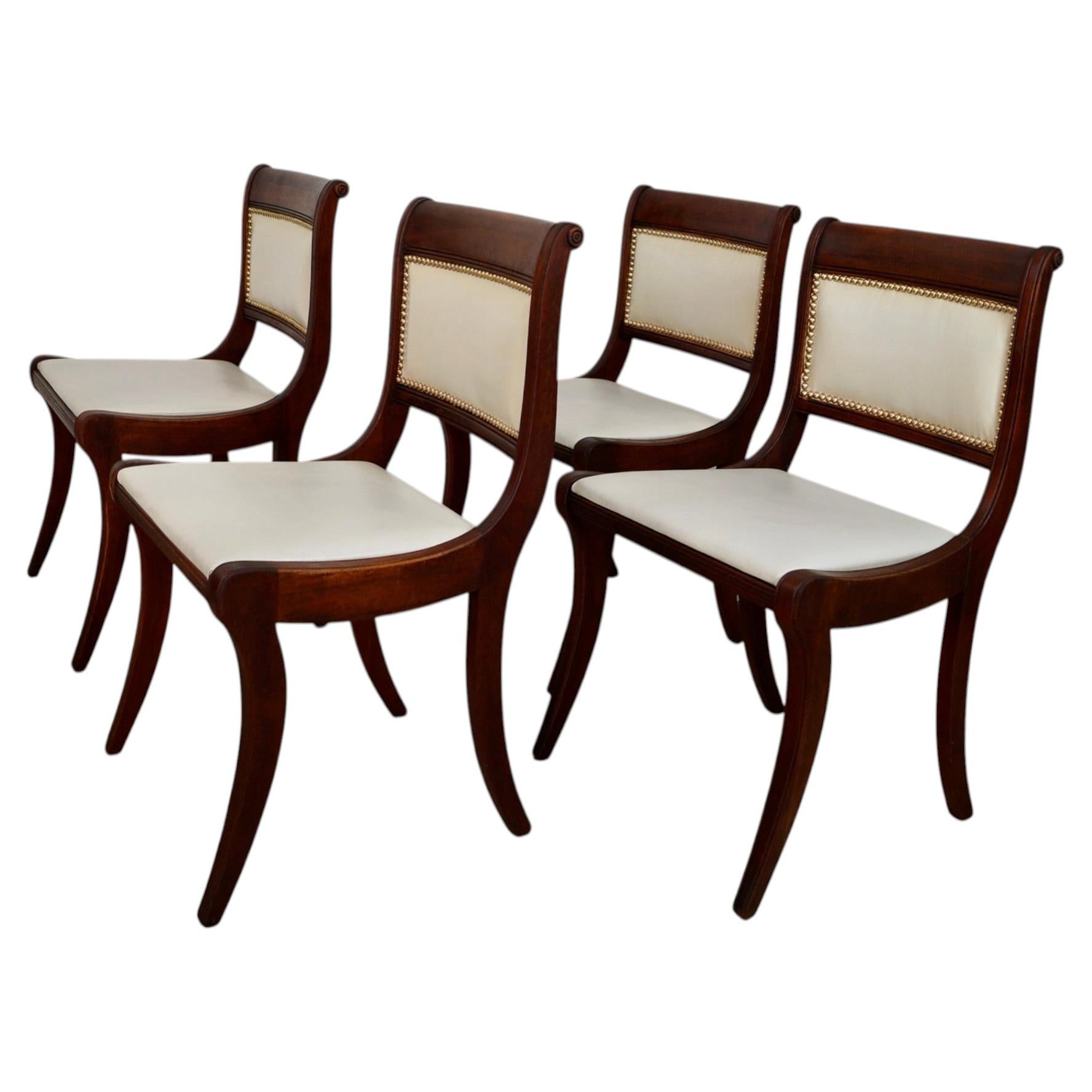 Set of 4 1930's Antique Duncan Phyfe Style Klismos Dining Chairs