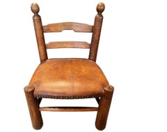 Ensemble de 4 chaises en Oak des années 1930 par Charles Dudouyt avec garniture en cuir